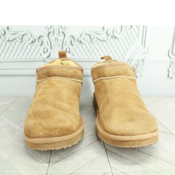 LL Bean Brown Suede Wicked Good Shearling Lined Slipper Ankle Boots Size 8 M - Picture 10 of 10